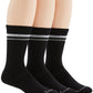 Perry Ellis Retro Stripe Crew Pacote com 3 Meias Masculinas Pretas Tamanho Regular