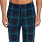 Calça de pijama masculina Perry Ellis Portfolio Windowpane xadrez texturizada de lã azul tamanho extragrande