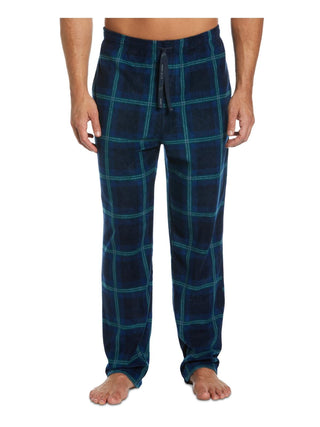 Calça de pijama masculina Perry Ellis Portfolio Windowpane xadrez texturizada de lã azul tamanho extragrande