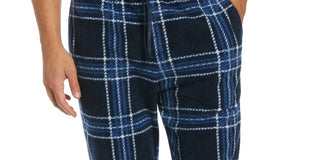 Calça de pijama masculina Perry Ellis Portfolio Chevron xadrez texturizada de lã azul