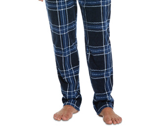 Calça de pijama masculina Perry Ellis Portfolio Chevron xadrez texturizada de lã azul