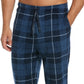 Calça de pijama masculina Perry Ellis Portfolio Windowpane xadrez texturizada de lã azul tamanho extragrande