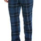 Calça de pijama masculina Perry Ellis Portfolio Windowpane xadrez texturizada de lã azul tamanho médio