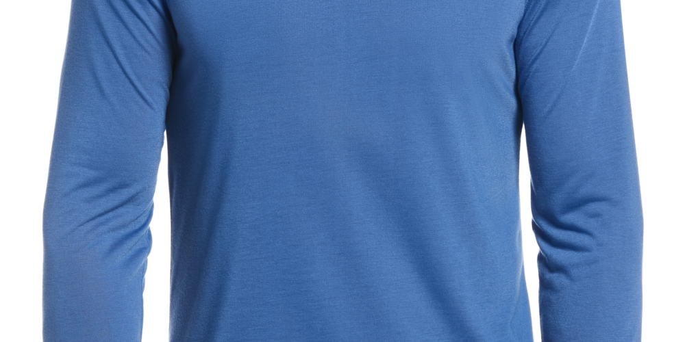 Camiseta de pijama masculina Perry Ellis Portfolio de manga comprida lisa, azul, tamanho G