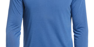 Camiseta de pijama masculina Perry Ellis Portfolio de manga comprida lisa, azul, tamanho G