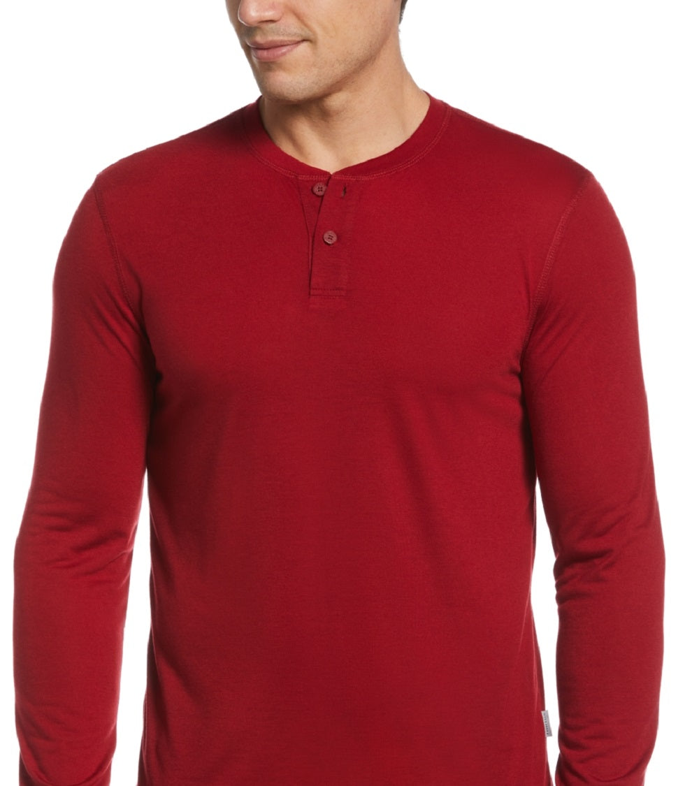Camisa de dormir masculina Perry Ellis Henley sólida vermelha tamanho X-G