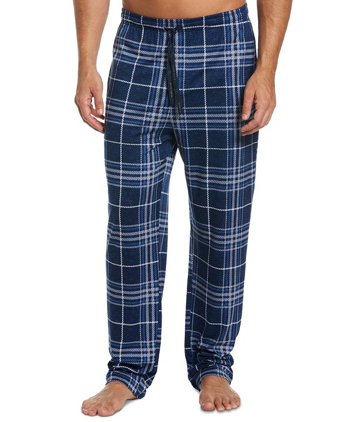 Calça de pijama masculina Perry Ellis xadrez de malha azul tamanho médio