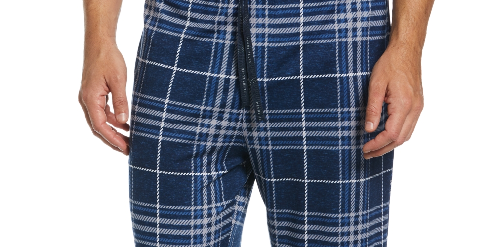 Calça de dormir confortável Perry Ellis Portfolio masculina, azul, tamanho GG