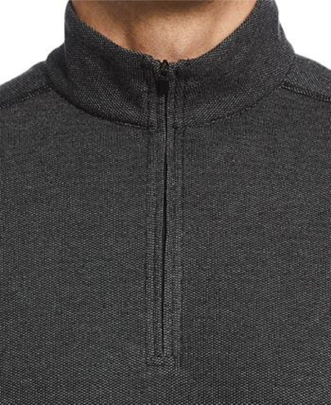 Perry Ellis Suéter de pijama masculino de lã com textura mesclada e zíper 1/4, cinza, tamanho extragrande