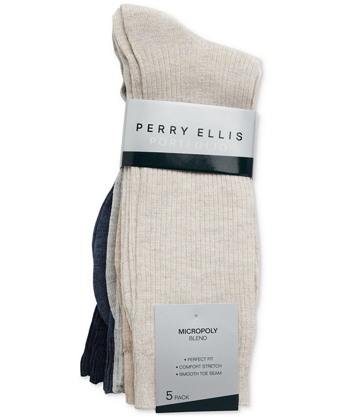 Meias masculinas caneladas Perry Ellis, pacote com 5, vários tamanhos, 45119
