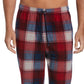 Calça de pijama xadrez mesclada masculina Perry Ellis Portfolio vermelha, tamanho médio