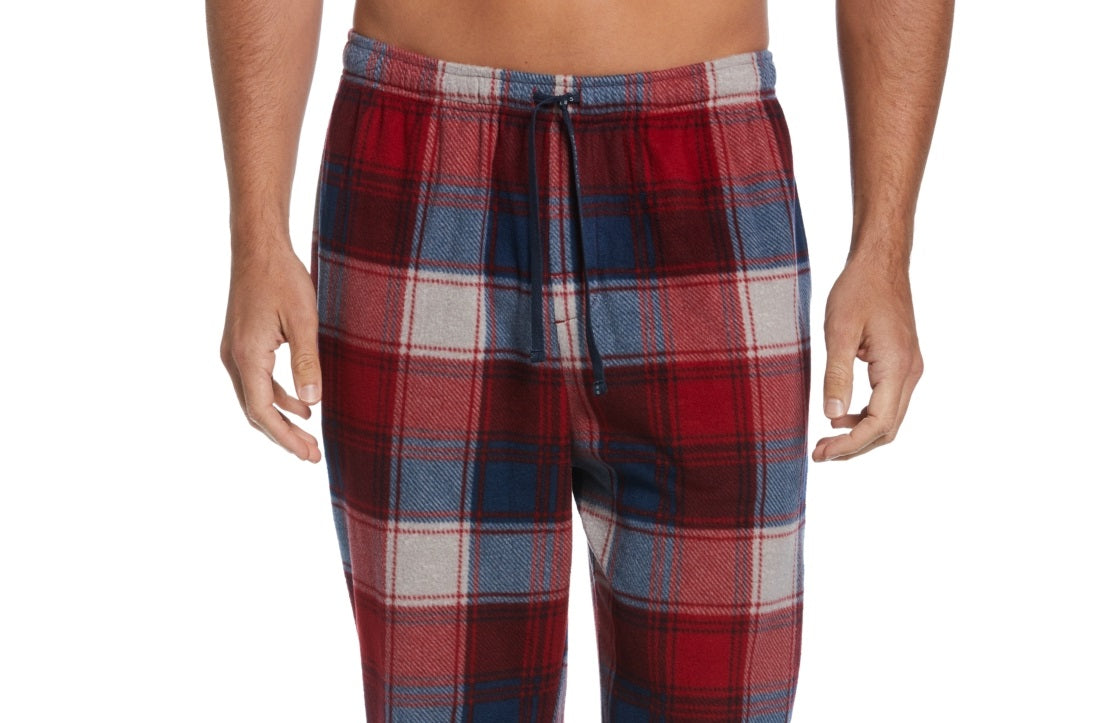 Calça de pijama xadrez mesclada masculina Perry Ellis Portfolio vermelha, tamanho médio
