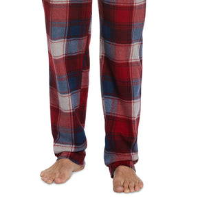 Calça de pijama xadrez mesclada masculina Perry Ellis Portfolio vermelha, tamanho médio