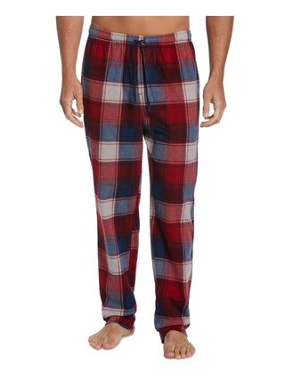 Calça de pijama xadrez mesclada masculina Perry Ellis Portfolio vermelha, tamanho médio