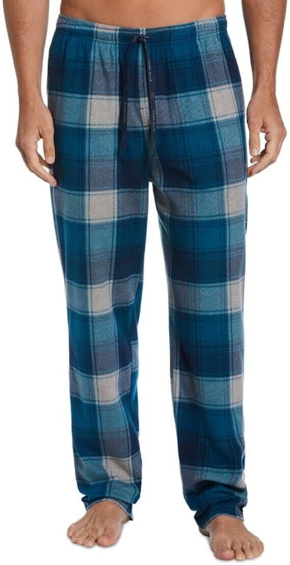 Calça de pijama xadrez mesclada masculina Perry Ellis Portfolio, azul, tamanho grande