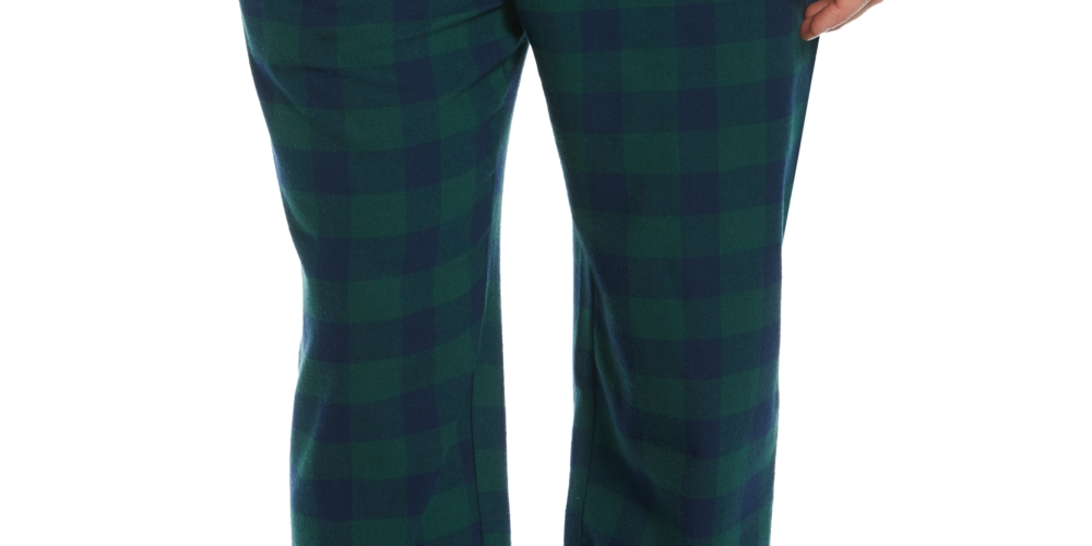 Calça de pijama masculina Perry Ellis Buffalo Plaid Flanela Azul Tamanho Médio