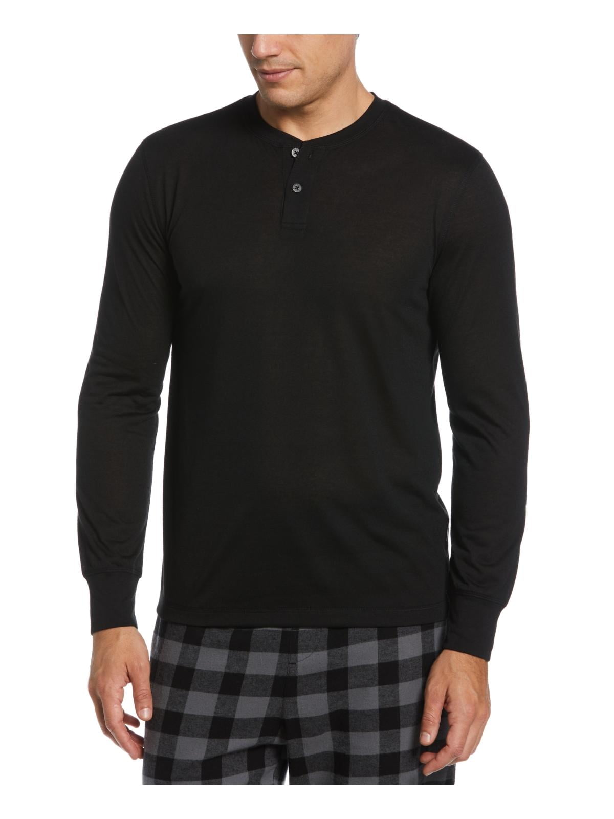 Camisa térmica masculina Perry Ellis Portfolio Henley, preta, tamanho médio
