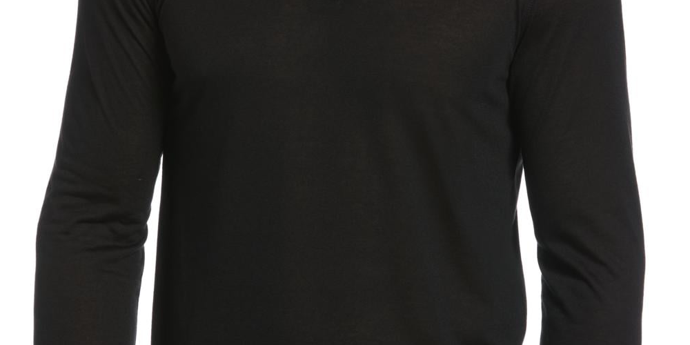 Camisa térmica masculina Perry Ellis Portfolio Henley, preta, tamanho médio