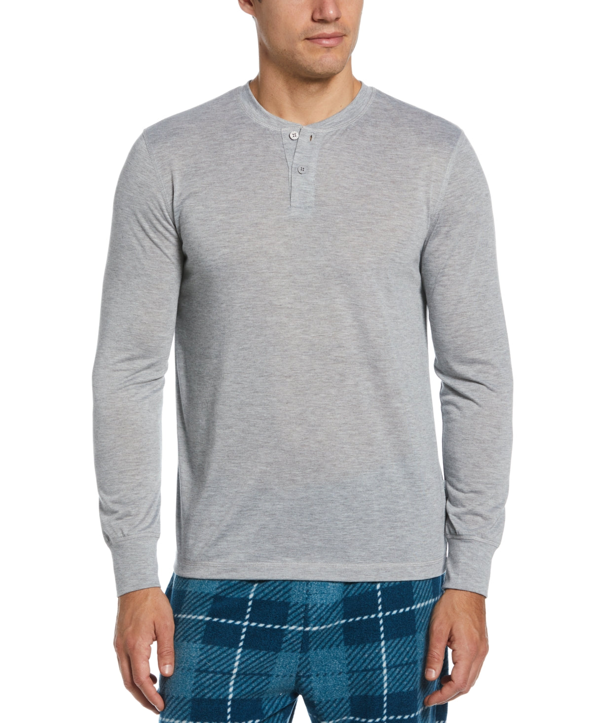 Camisa de dormir masculina Perry Ellis Portfolio Henley sólida cinza tamanho pequeno