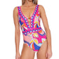 Maiô feminino Trina Turk Sevilla Plunge, rosa, tamanho 8