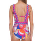 Maiô feminino Trina Turk Sevilla Plunge, rosa, tamanho 8