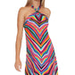 Vestido de saída de praia feminino Trina Turk com decote halter e lantejoulas, azul, tamanho médio
