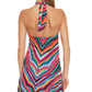 Vestido de saída de praia feminino Trina Turk com decote halter e lantejoulas, azul, tamanho médio