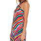 Vestido de saída de praia feminino Trina Turk com decote halter e lantejoulas, azul, tamanho médio