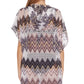 Trina Turk Drift Crochê Feminino com Capuz e Poncho Maiô Preto Tamanho 34X16