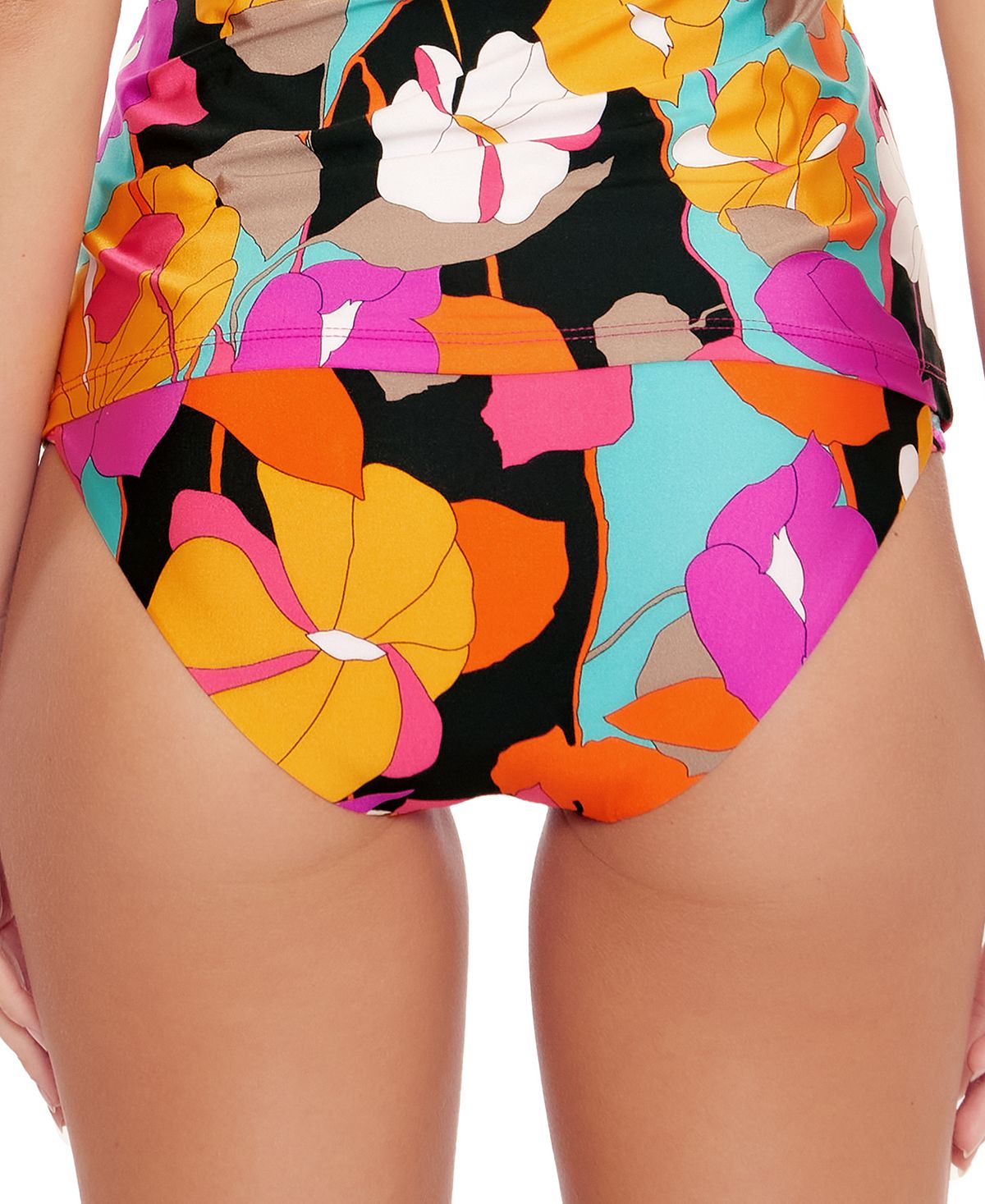 Calcinha de biquíni hipster feminina Trina Turk com aba lateral franzida, laranja, tamanho 6