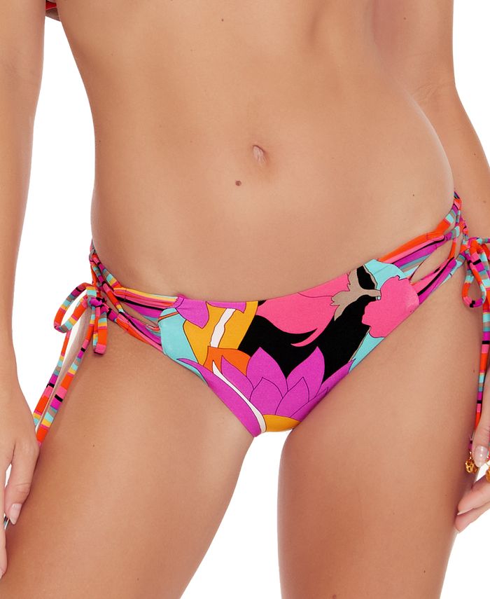 Calcinha de biquíni feminina Trina Turk Gemini com amarração lateral rosa