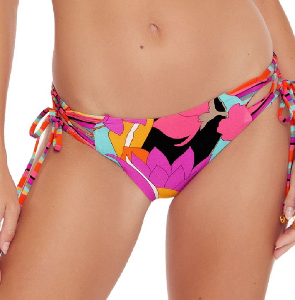 Calcinha de biquíni feminina Trina Turk Gemini com amarração lateral rosa