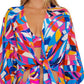 Trina Turk Feminino Rio Tie Front Shirt Cover Up Maiô Azul Tamanho P