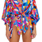 Trina Turk Feminino Rio Tie Front Shirt Cover Up Maiô Azul Tamanho P