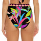 Biquíni reversível Trina Turk Birds Of Paradise feminino, cintura alta, preto, tamanho 12