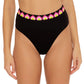 Biquíni reversível Trina Turk Birds Of Paradise feminino, cintura alta, preto, tamanho 12