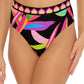 Biquíni reversível Trina Turk Birds Of Paradise feminino, cintura alta, preto, tamanho 12