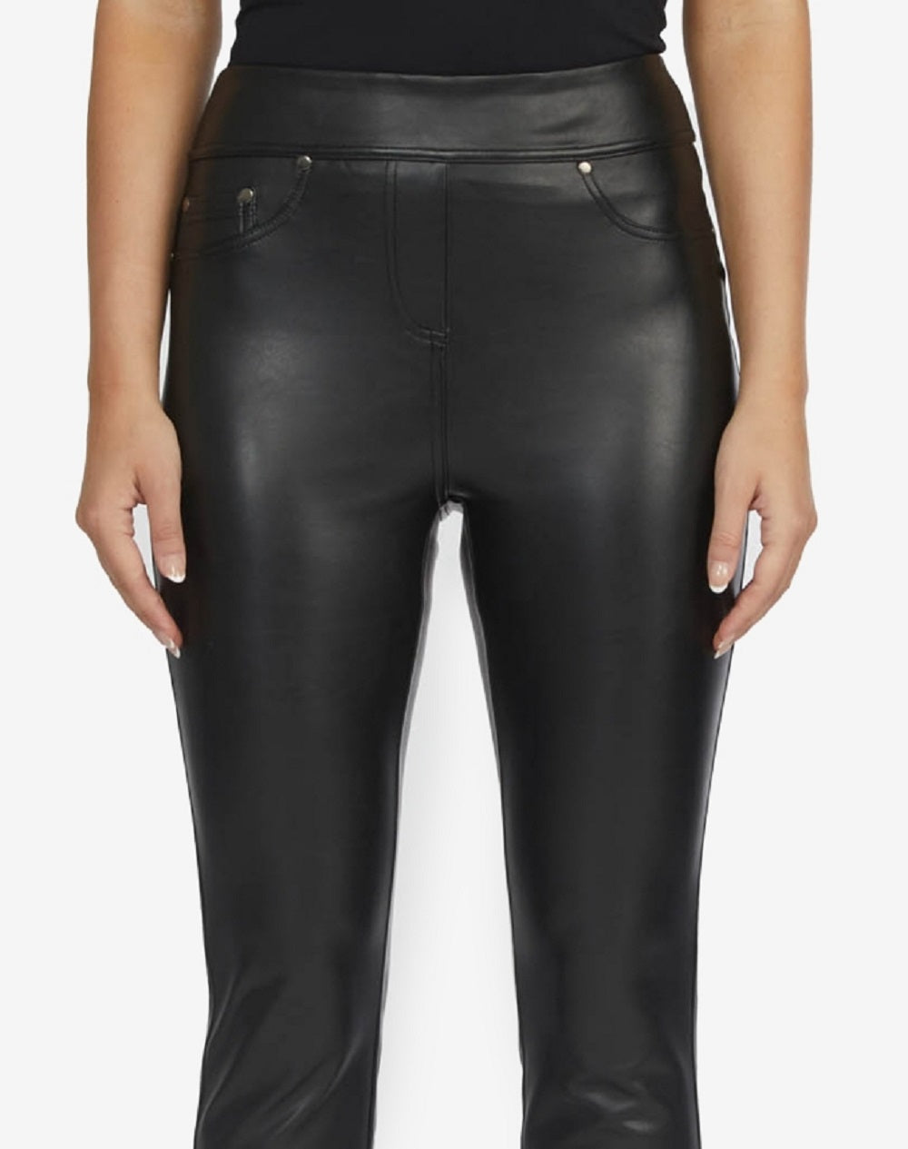 Calça feminina de couro sintético Laundry By Shelli Segal, preta, tamanho médio