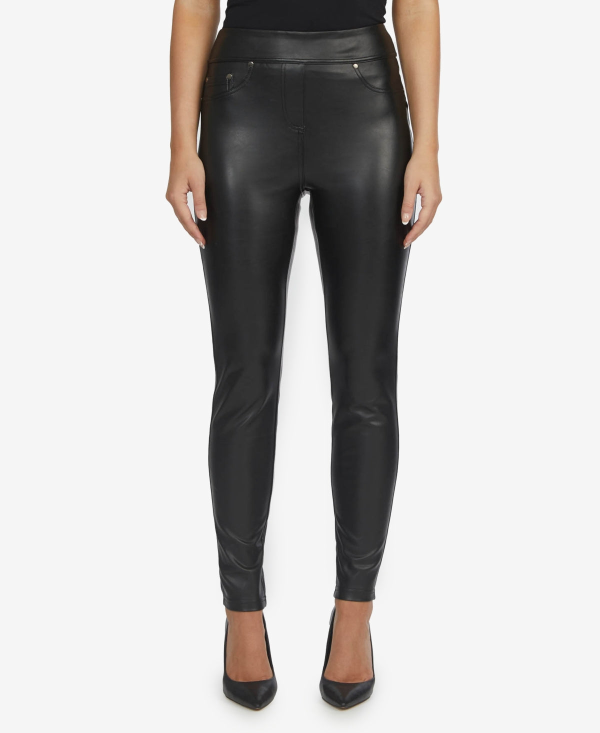 Calça feminina de couro sintético Laundry By Shelli Segal, preta, tamanho médio