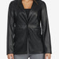 Blazer de couro feminino Laundry By Shelli Segal, preto, tamanho pequeno