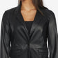 Blazer de couro feminino Laundry By Shelli Segal, preto, tamanho pequeno