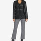 Blazer de couro feminino Laundry By Shelli Segal, preto, tamanho pequeno