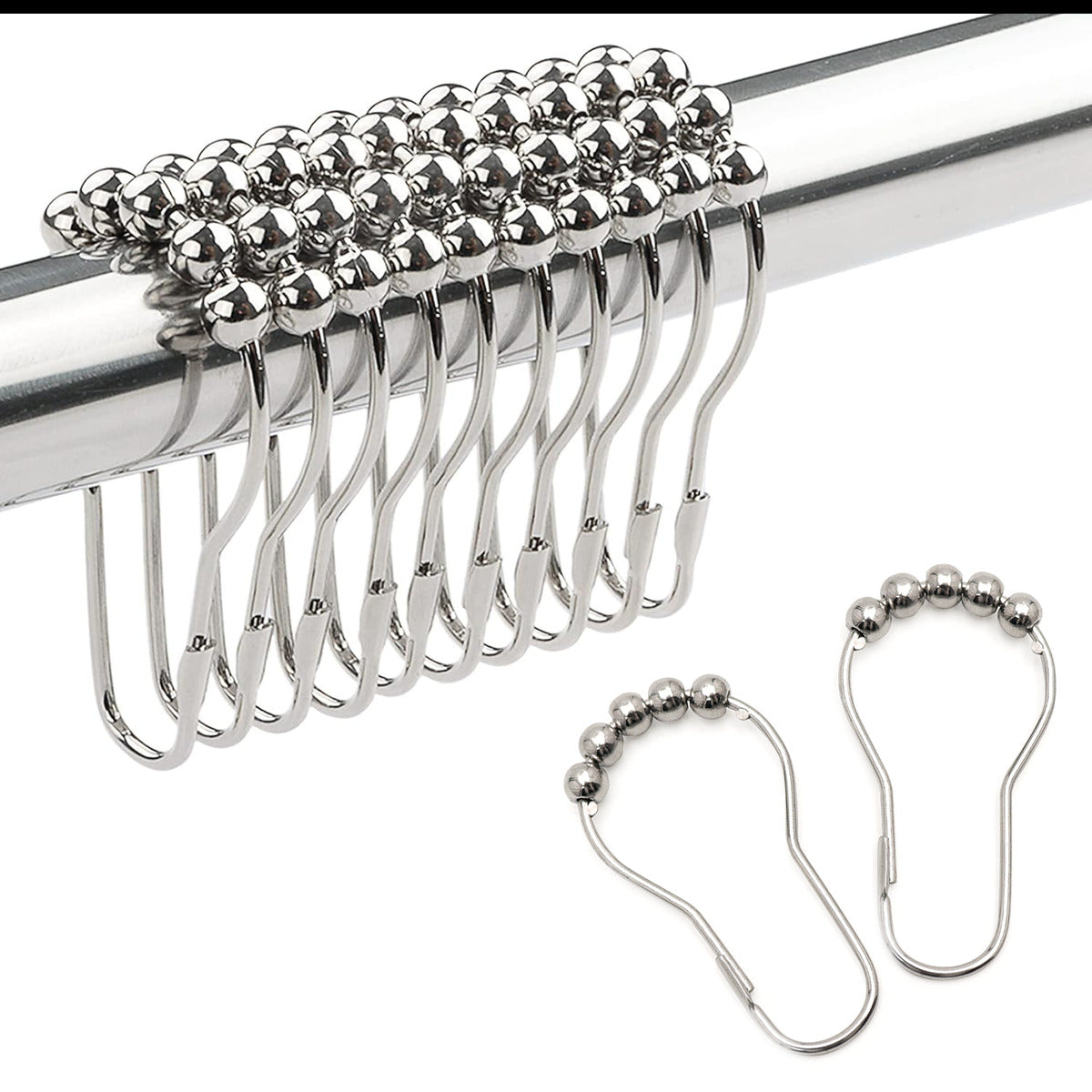 Conjunto de 12 ganchos para cortinas de chuveiro resistentes à ferrugem - 6 designs! 