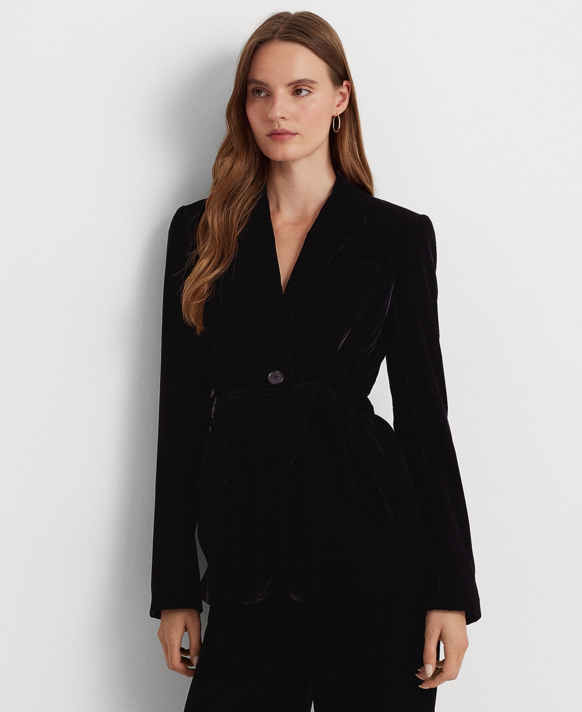 womens-belted-velvet-blazer-black