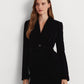 Women's Belted Velvet Blazer - Black