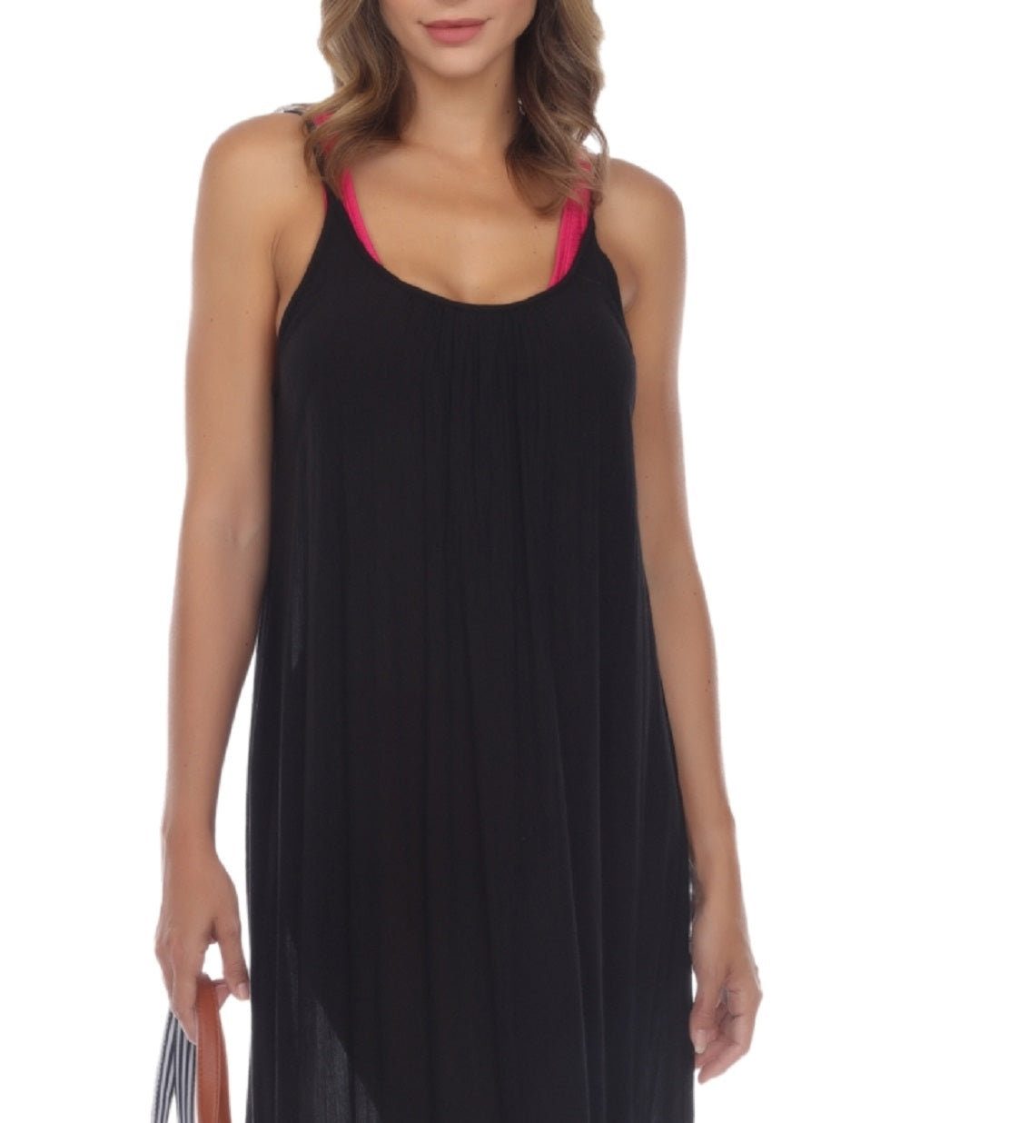 Vestido longo sem mangas Raviya feminino, maiô preto, tamanho médio