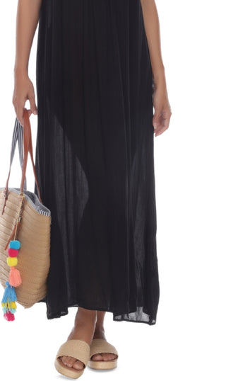 Vestido longo sem mangas Raviya feminino, maiô preto, tamanho médio