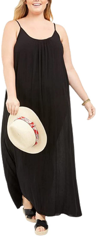 Vestido longo sem mangas Raviya feminino, maiô preto, tamanho 2X