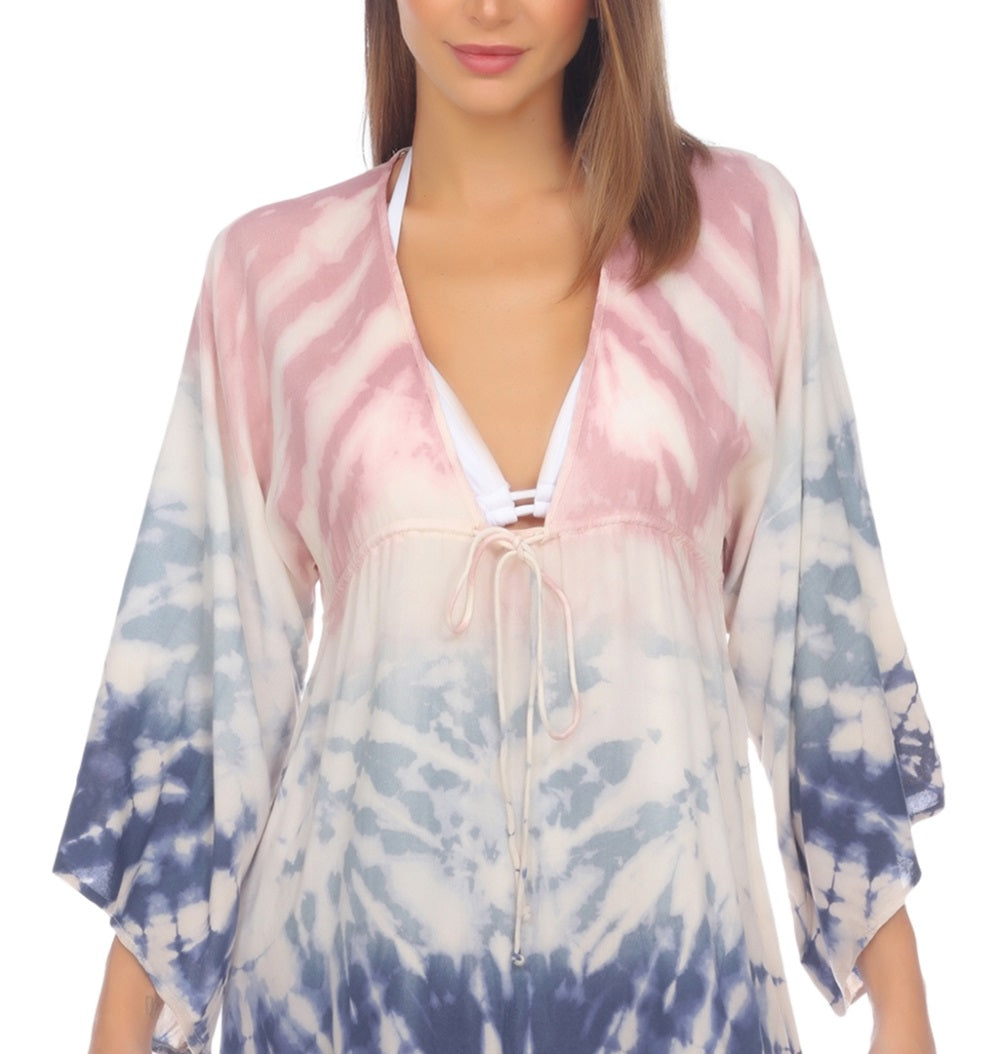 Raviya Túnica Tie Dye Feminina Saída de Banho Maiô Cinza Tamanho P