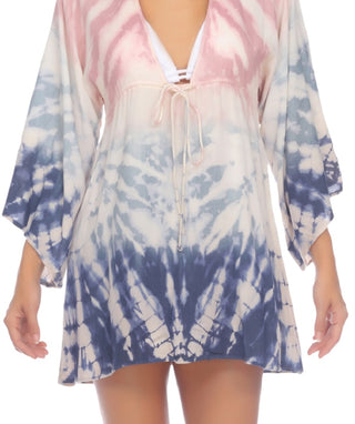 Raviya Túnica Tie Dye Feminina Saída de Banho Maiô Cinza Tamanho P